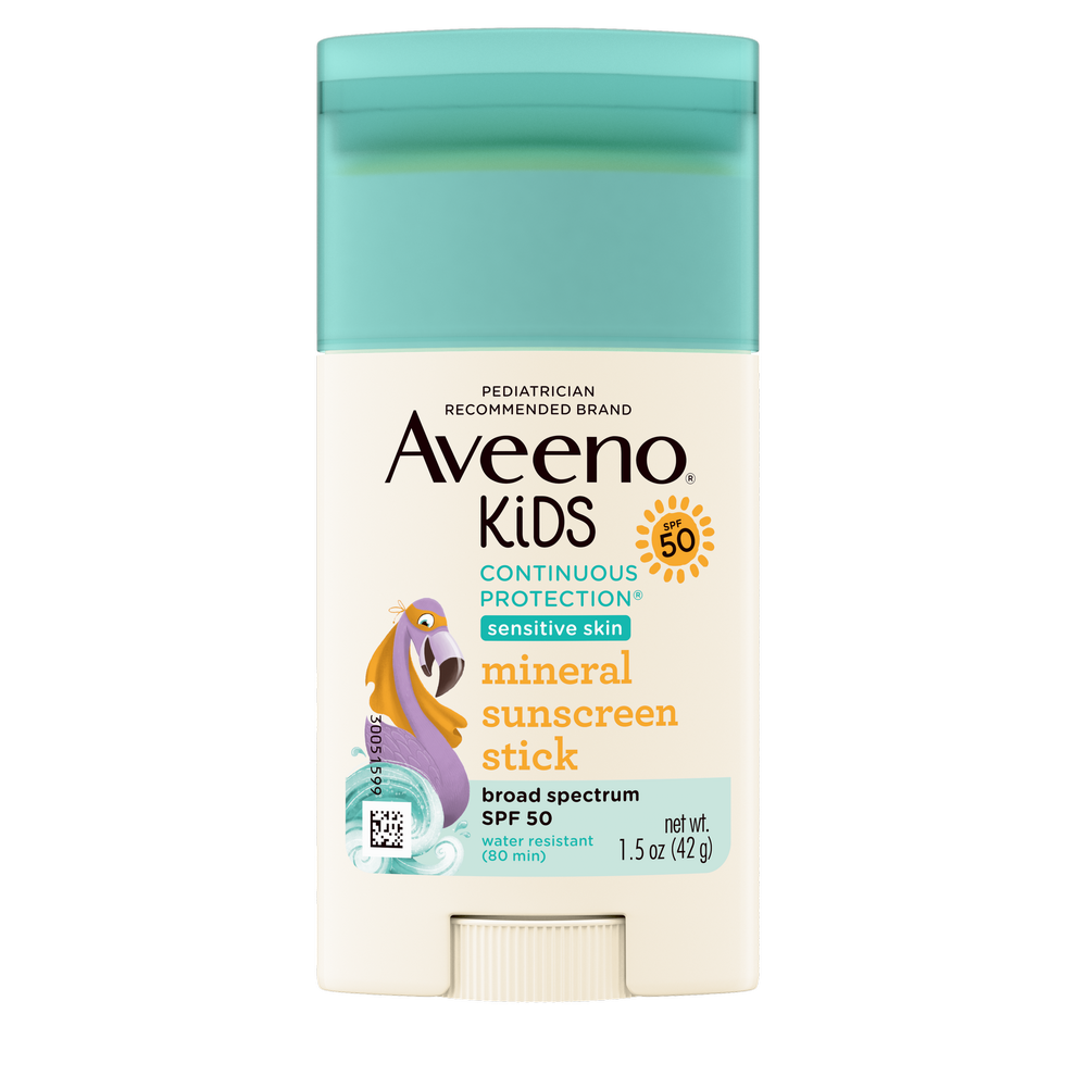 Aveeno Kids Continuous Protection zinc oxide mineral sunscreen stick SPF 50